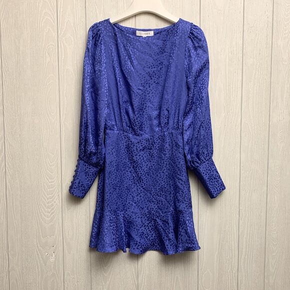 Intermix Nicola Long Sleeve Purple Silk Dress Size 0 $328 NWT - Picture 4 of 9